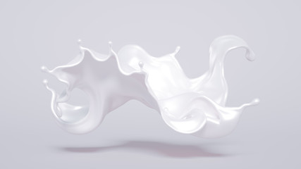 Splash of bright liquid on a white background. 3d illustration, 3d rendering.