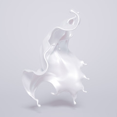 Splash of bright liquid on a white background. 3d illustration, 3d rendering.