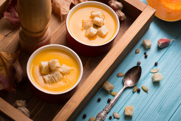 delicious and healthy pumpkin soup cream