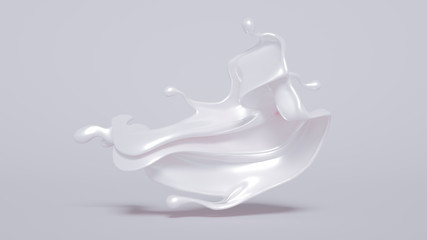 Splash of bright liquid on a white background. 3d illustration, 3d rendering.