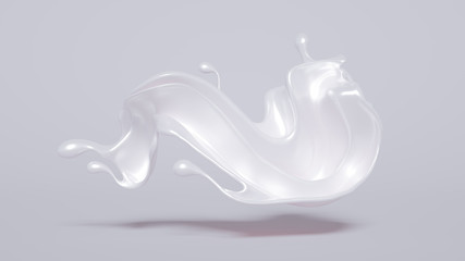 Splash of bright liquid on a white background. 3d illustration, 3d rendering.