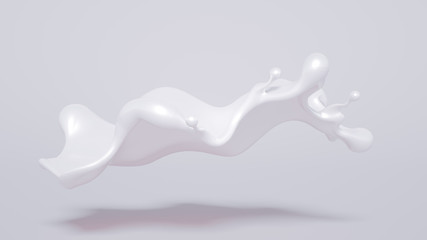 Splash of bright liquid on a white background. 3d illustration, 3d rendering.