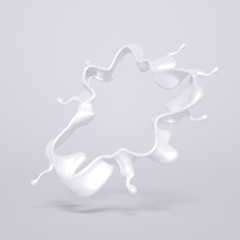 Splash of bright liquid on a white background. 3d illustration, 3d rendering.