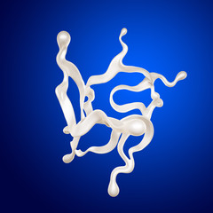 A splash of milk on a blue background. 3d illustration, 3d rendering.