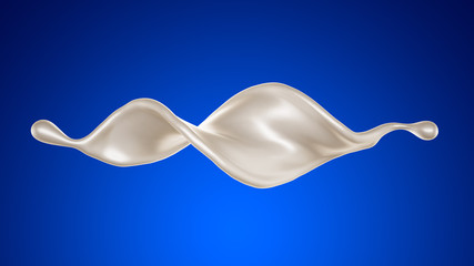 A splash of milk on a blue background. 3d illustration, 3d rendering.