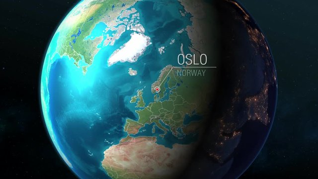 Norway - Oslo - Zooming from space to earth