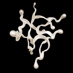 Milk splash on black background. 3d illustration, 3d rendering.