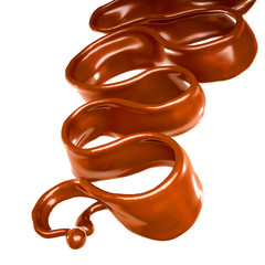 Splash of chocolate 3d illustration, 3d rendering.