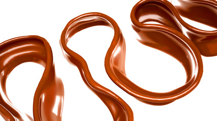 Splash of chocolate 3d illustration, 3d rendering.