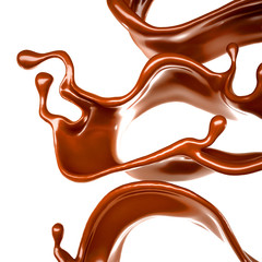 Splash of chocolate 3d illustration, 3d rendering.
