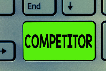 Handwriting text writing Competitor. Concept meaning Person who takes part in sporting contest commercial competition.