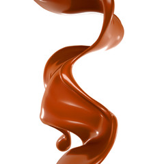 Splash of chocolate 3d illustration, 3d rendering.