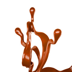 Splash of chocolate 3d illustration, 3d rendering.