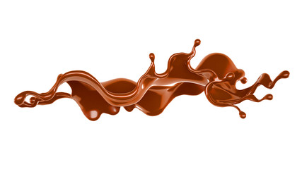 Splash of chocolate 3d illustration, 3d rendering.