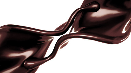 Splash of chocolate 3d illustration, 3d rendering.