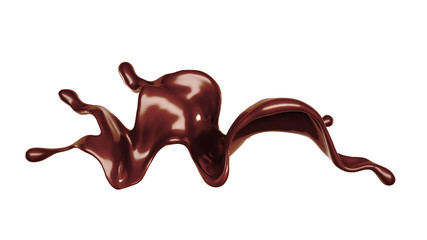 Splash of chocolate 3d illustration, 3d rendering.