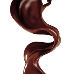 Splash of chocolate 3d illustration, 3d rendering.