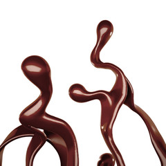 Splash of chocolate 3d illustration, 3d rendering.