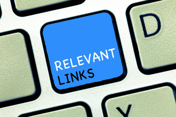 Writing note showing Relevant Links. Business photo showcasing Significant sites for a particular...