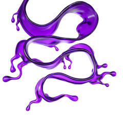 Splash of purple paint on a white background. 3d illustration, 3d rendering.