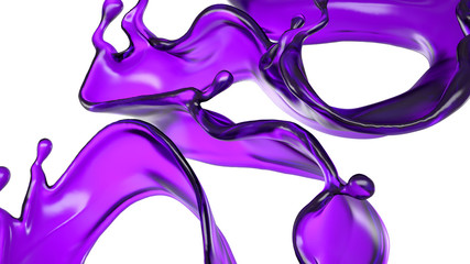 Splash of purple paint on a white background. 3d illustration, 3d rendering.