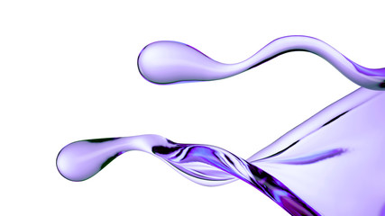 Splash of purple paint on a white background. 3d illustration, 3d rendering.