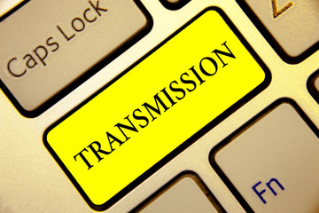 Text sign showing Transmission. Conceptual photo Automobile engine part High voltage power...