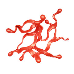 Splash of red paint on a white background. 3d illustration, 3d rendering.