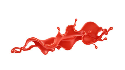 Splash of red paint on a white background. 3d illustration, 3d rendering.