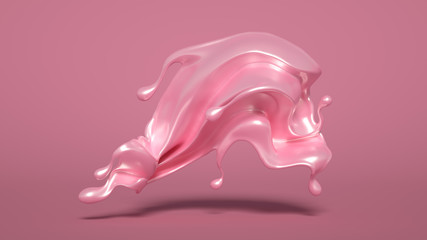 Splash of pink paint. 3d illustration, 3d rendering.