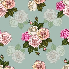 Vintage roses seamless pattern -vector