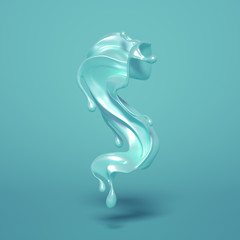 Splash of turquoise paint on a white background. 3d illustration, 3d rendering.