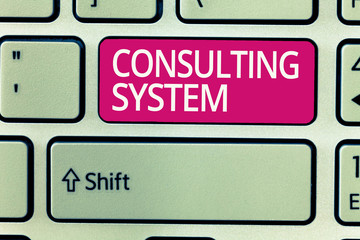 Writing note showing Consulting System. Business photo showcasing Helping firms improve process...