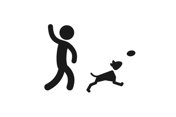 People playing with dog vector icon 