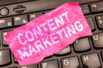 Writing note showing Content Marketing. Business photo showcasing Involves the creation and sharing...