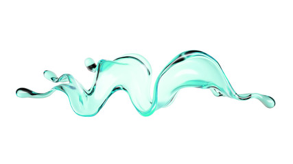 Splash of turquoise paint on a white background. 3d illustration, 3d rendering.