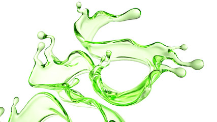 Splash of turquoise paint on a white background. 3d illustration, 3d rendering.