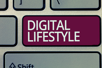Handwriting text writing Digital Lifestyle. Concept meaning Working over the internet World of...