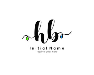 H B HB Initial brush color logo template vetor