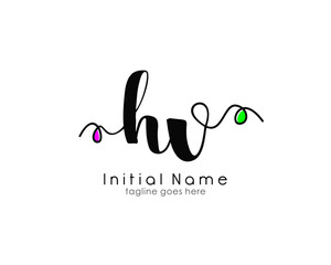 H V HV Initial brush color logo template vetor