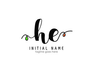 Obraz premium H E HE Initial brush color logo template vetor