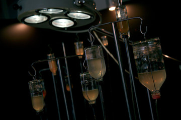 Medical drips with medicine.