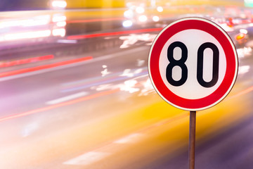 Speed limit sign. Closeup shot