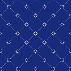Seamless maritime pattern with helms and lines