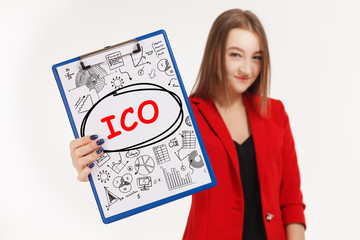 Business, technology, internet and networking concept. Young entrepreneur showing keyword: