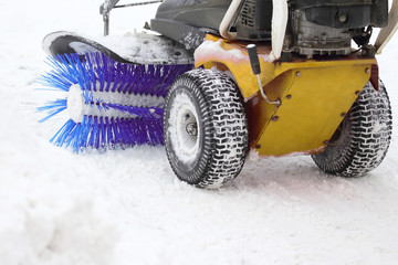 special machine for snow removal cleans the road