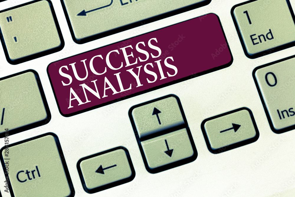 Poster text sign showing success analysis. conceptual photo creating graph to determine increase in sales o