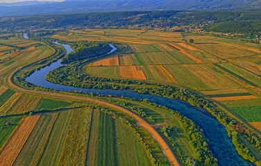 Aerial view of the river Cetina, Croatia