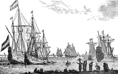 French commercial ships at the age of Louis XIV, 17th century © acrogame