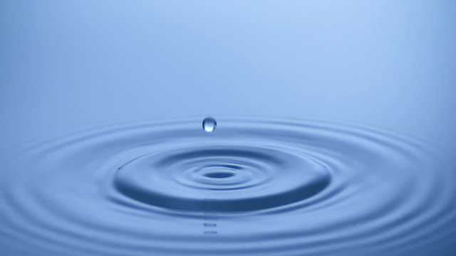 slow motion shot of drop of water falling on water surface